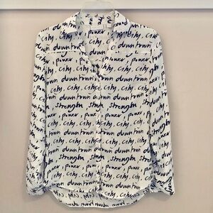 Women’s White and Black Casual Button Up Shirt